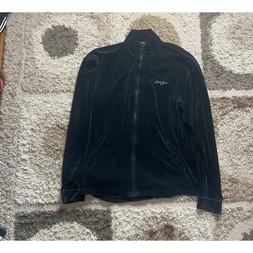 Vintage Sean John Velour Tracksuit Jacket Men’s 3XL Black Hip Hop Streetwear Y2K
